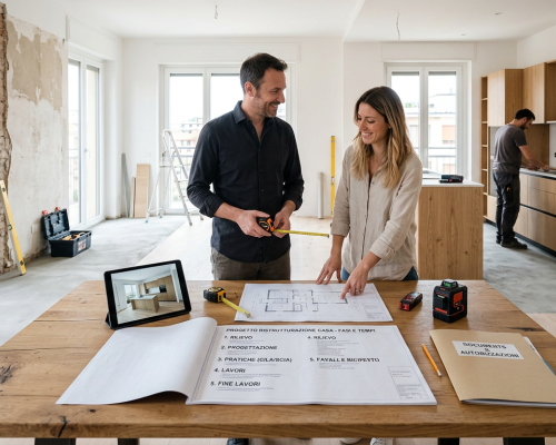 Progetto ristrutturazione casa: fasi, documenti e tempi dal rilievo alla fine lavori