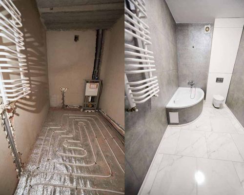 due soluzioni di bagno durante una ristrutturazione a Milano