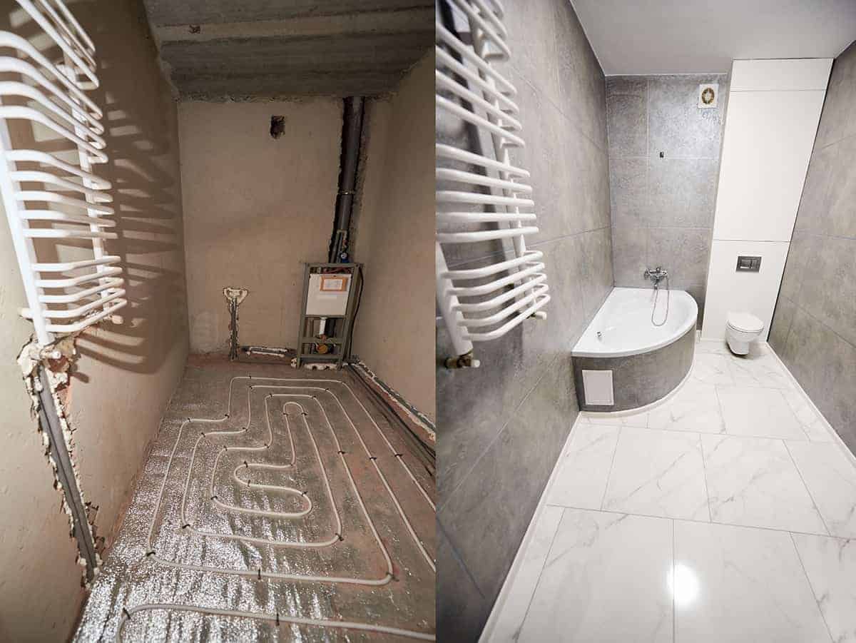 due soluzioni di bagno durante una ristrutturazione a Milano